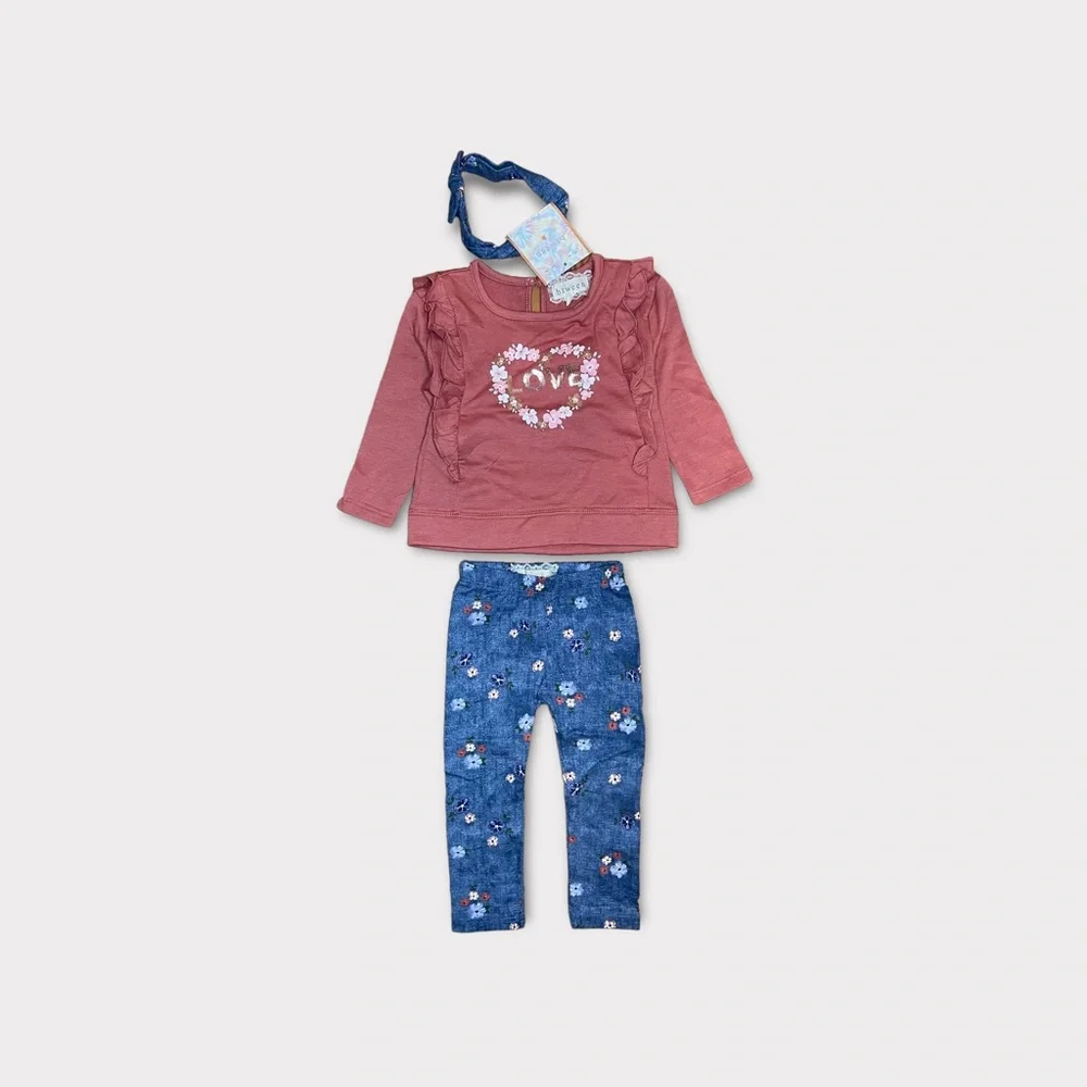 Btween 3 Piece “Love” Floral Matching Set